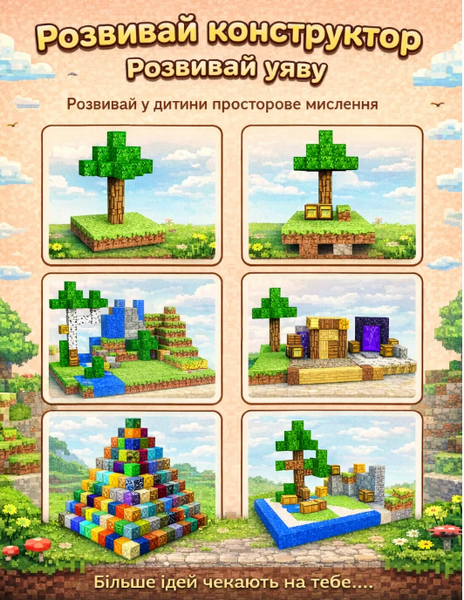 Магнитный конструктор в стиле известной игры 200 кубиков 15 фигурок пластиковый бокс для хранения детский набор для игры и развития bx20001 фото
