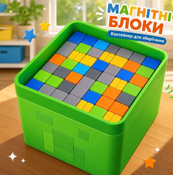 Магнитный конструктор в стиле известной игры 200 кубиков 15 фигурок пластиковый бокс для хранения детский набор для игры и развития bx20001 фото